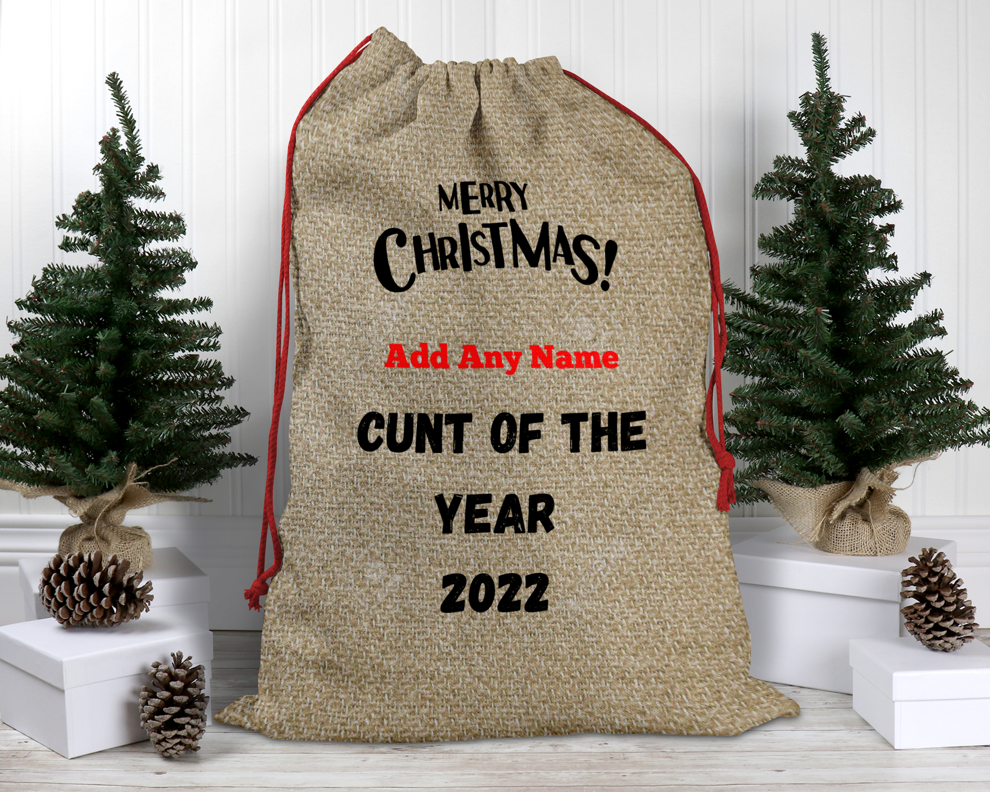 Personalised Cunt of the Year Burlap Christmas Sack-0