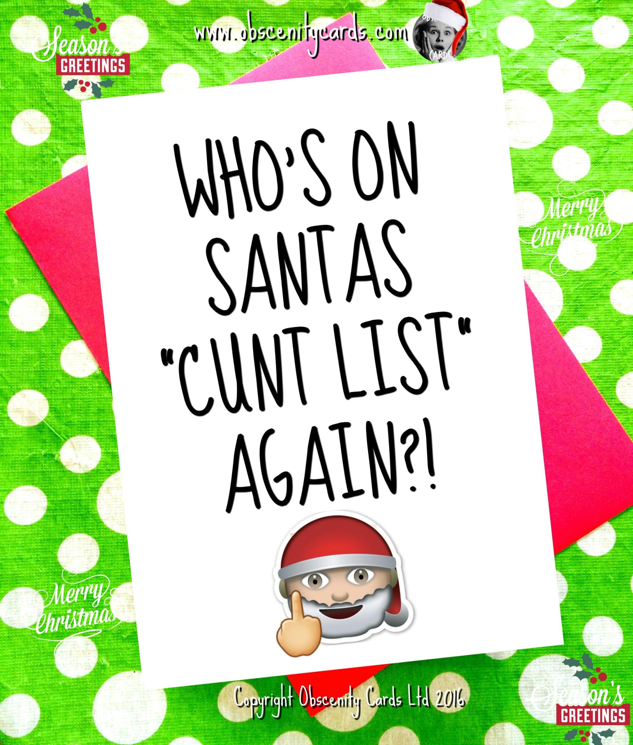 Funny Christmas Card - WHO'S ON SANTAS CUNT LIST AGAIN? Funny Christmas Card - WHO'S ON SANTAS CUNT LIST AGAIN?-0