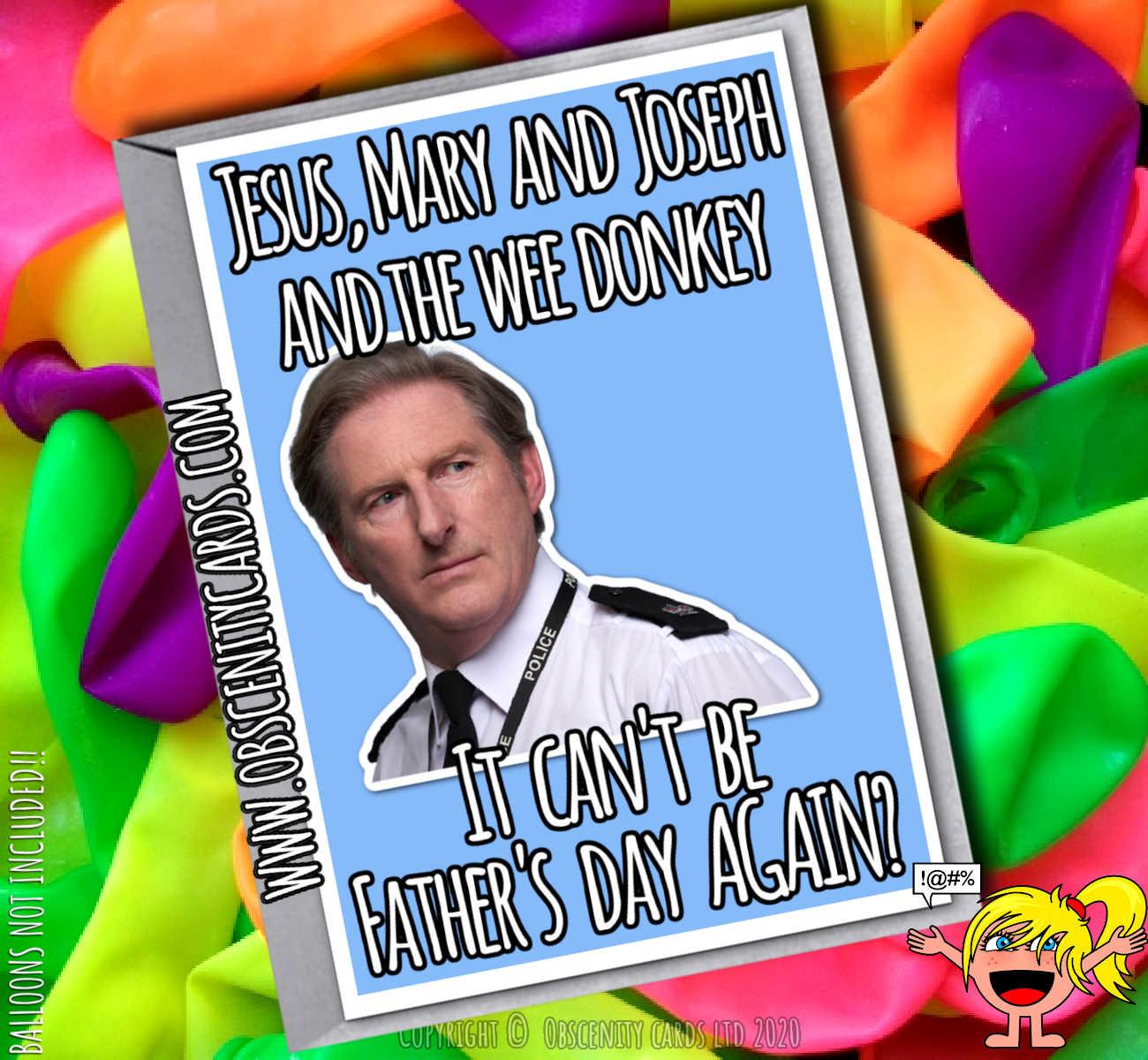 Jesus, Mary and Joseph and the wee donkey Father's Day Card-0