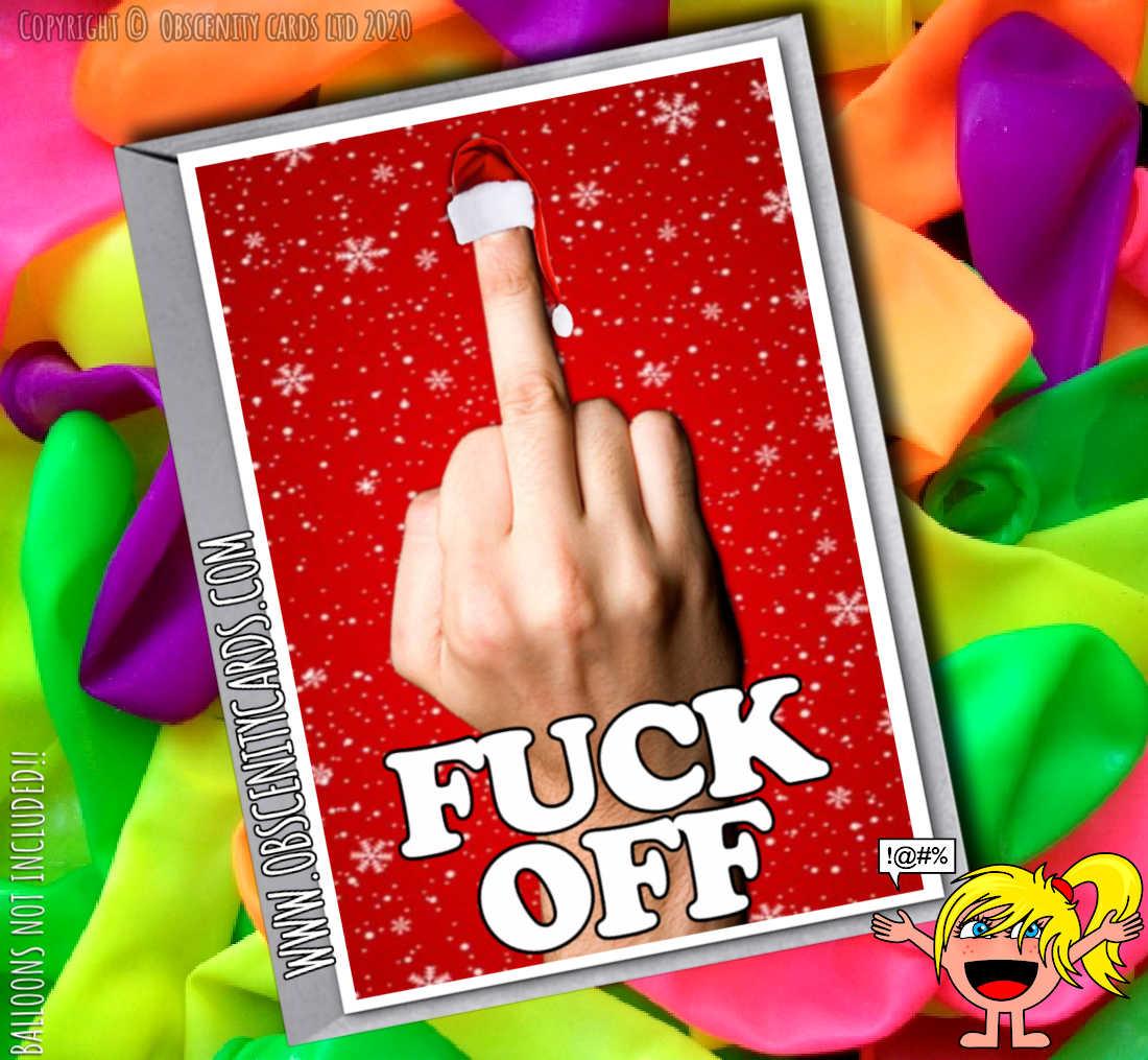 MIDDLE FINGER FUCK OFF funny Christmas Card-0