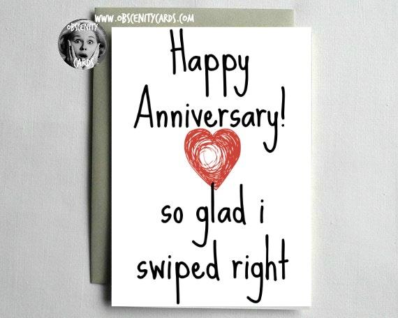 Happy Anniversary Card - So Glad I Swiped Right (Tinder) Happy Anniversary Card - So Glad I Swiped Right (Tinder)-0