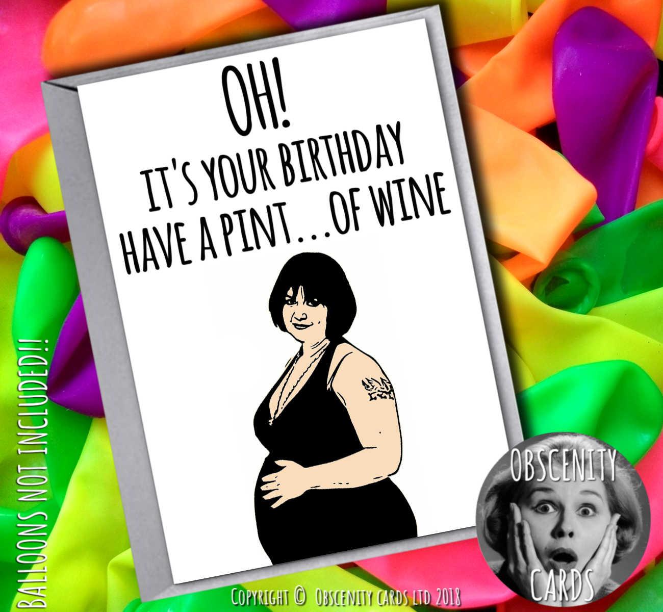 OH IT'S YOUR BIRTHDAY, HAVE A PINT, OF WINE NESSA BIRTHDAY CARD-0