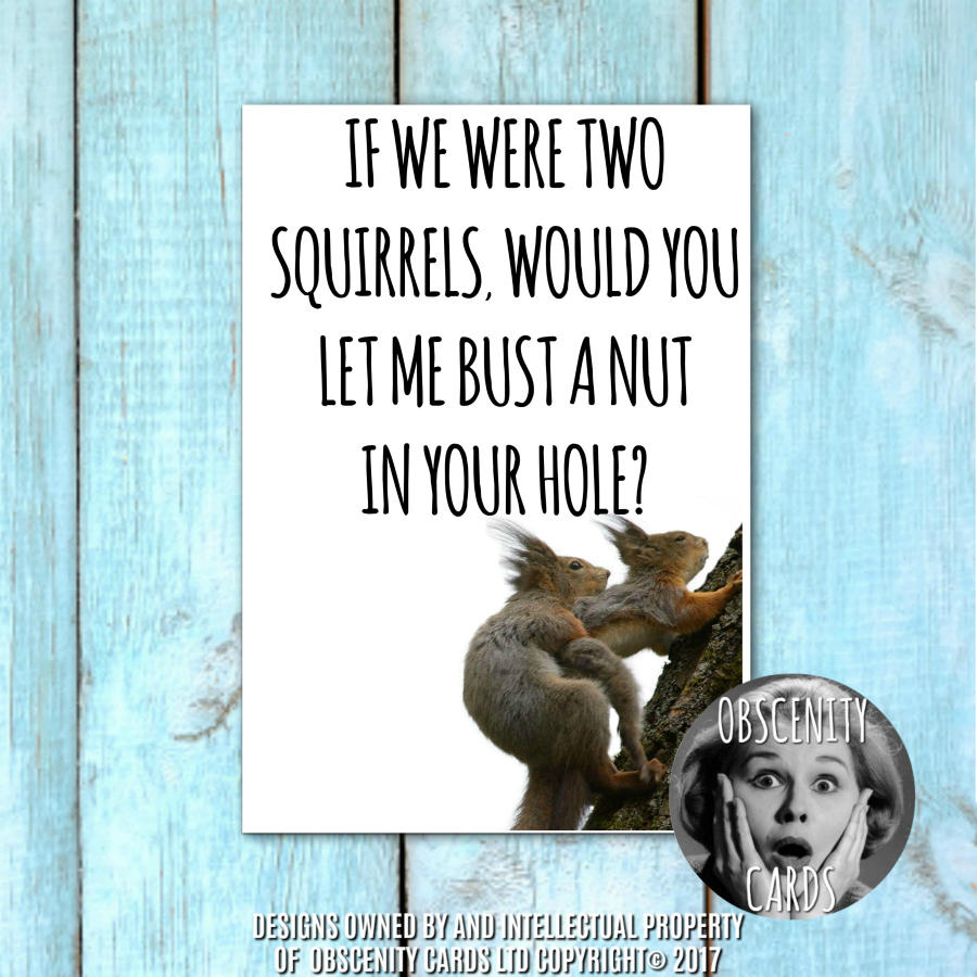 FUNNY VALENTINES DAY CARD - If we were two squirrels, bust a nut in your hole FUNNY VALENTINES DAY CARD - If we were two squirrels, bust a nut in your hole-1