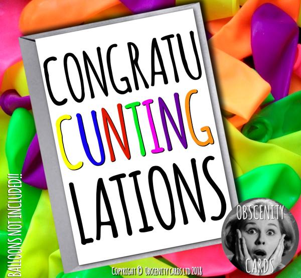 Obscene funny offensive congratulations cards by Obscenity cards. Obscene Funny Cards, Pens, Party Hats, Key rings, Magnets, Lighters & Loads More!-0