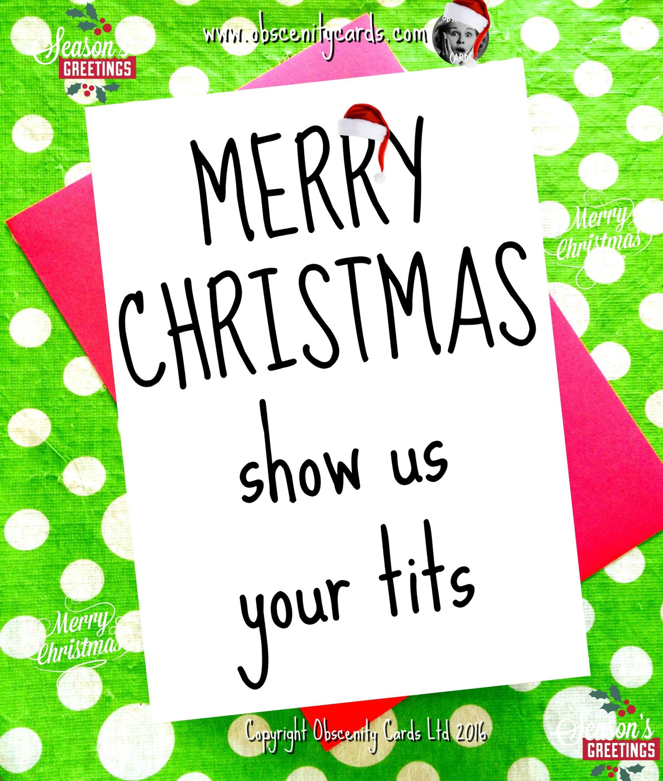 Funny Christmas Card - MERRY CHRISTMAS, SHOW US YOUR TITS-0