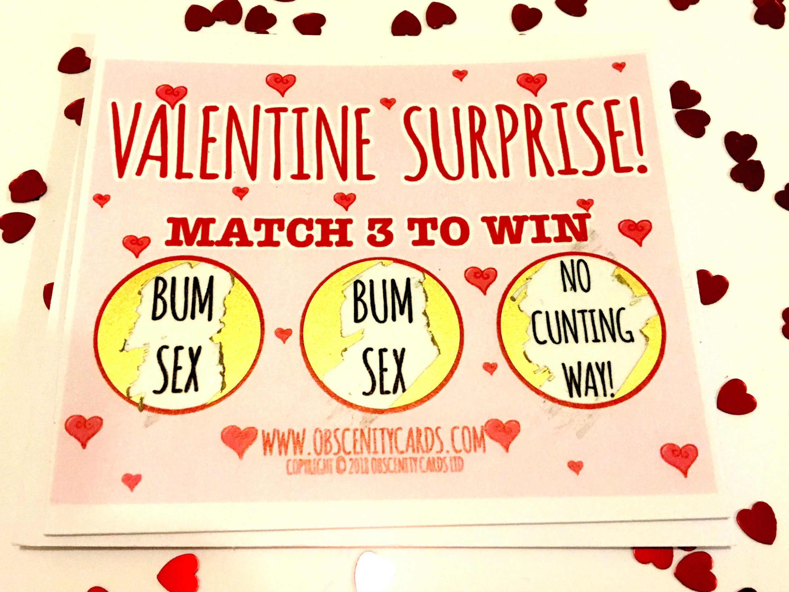 VALENTINE'S DAY MINI SCRATCH CARD - Bum sex / No Cunting Way!-0