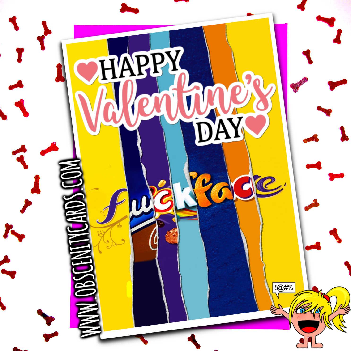 HAPPY VALENTINE'S DAY FUCK FACE CHOCOLATE WRAPPER FUNNY VALENTINES CARD-0