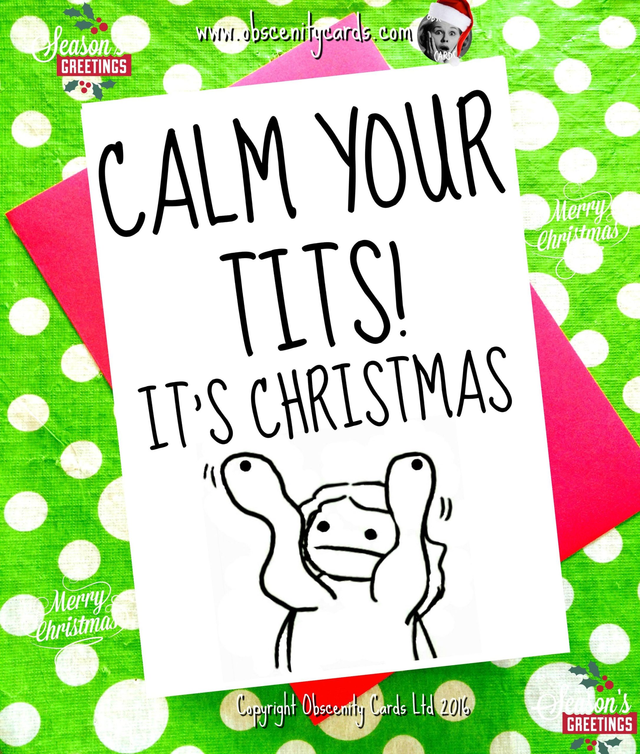 Funny Christmas Card - CALM YOUR TITS, IT'S CHRISTMAS Funny Christmas Card - CALM YOUR TITS, IT'S CHRISTMAS-0