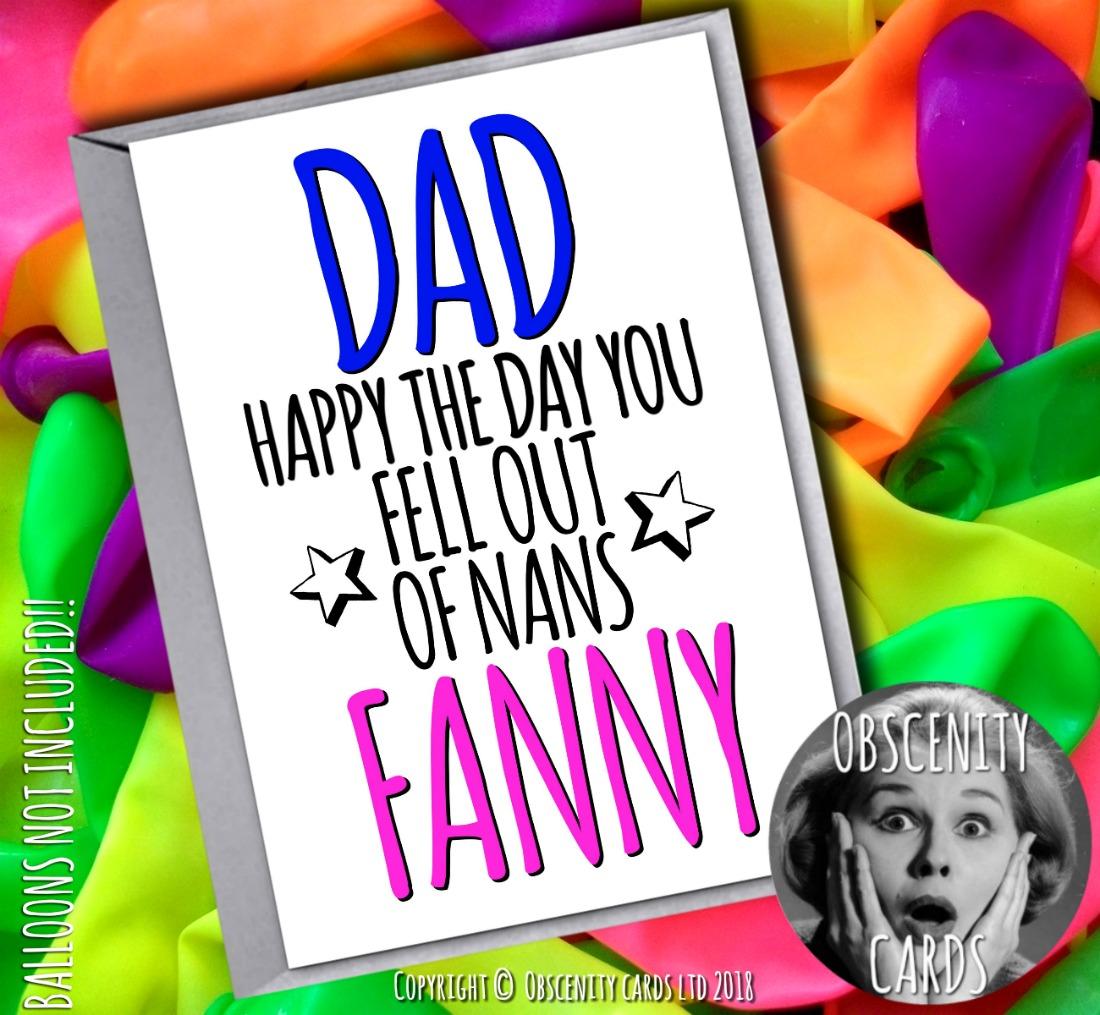 Obscene funny FATHERS birthday cards by Obscenity cards. Obscene Funny Cards, Pens, Party Hats, Key rings, Magnets, Lighters & Loads More!-0