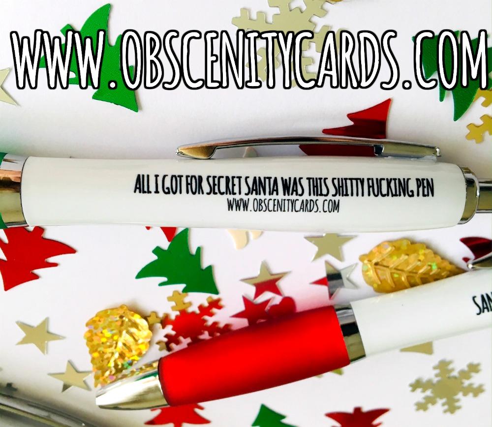 SECRET SANTA CHRISTMAS PENS! Obscene funny christmas pens. Obscene Funny Cards, Pens, Party Hats, Key rings, Magnets, Lighters & Loads More!-1